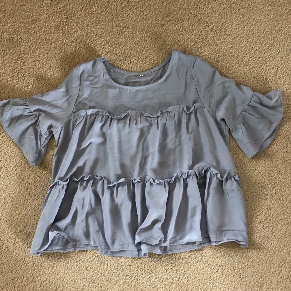 Bell-sleeve ruffle top